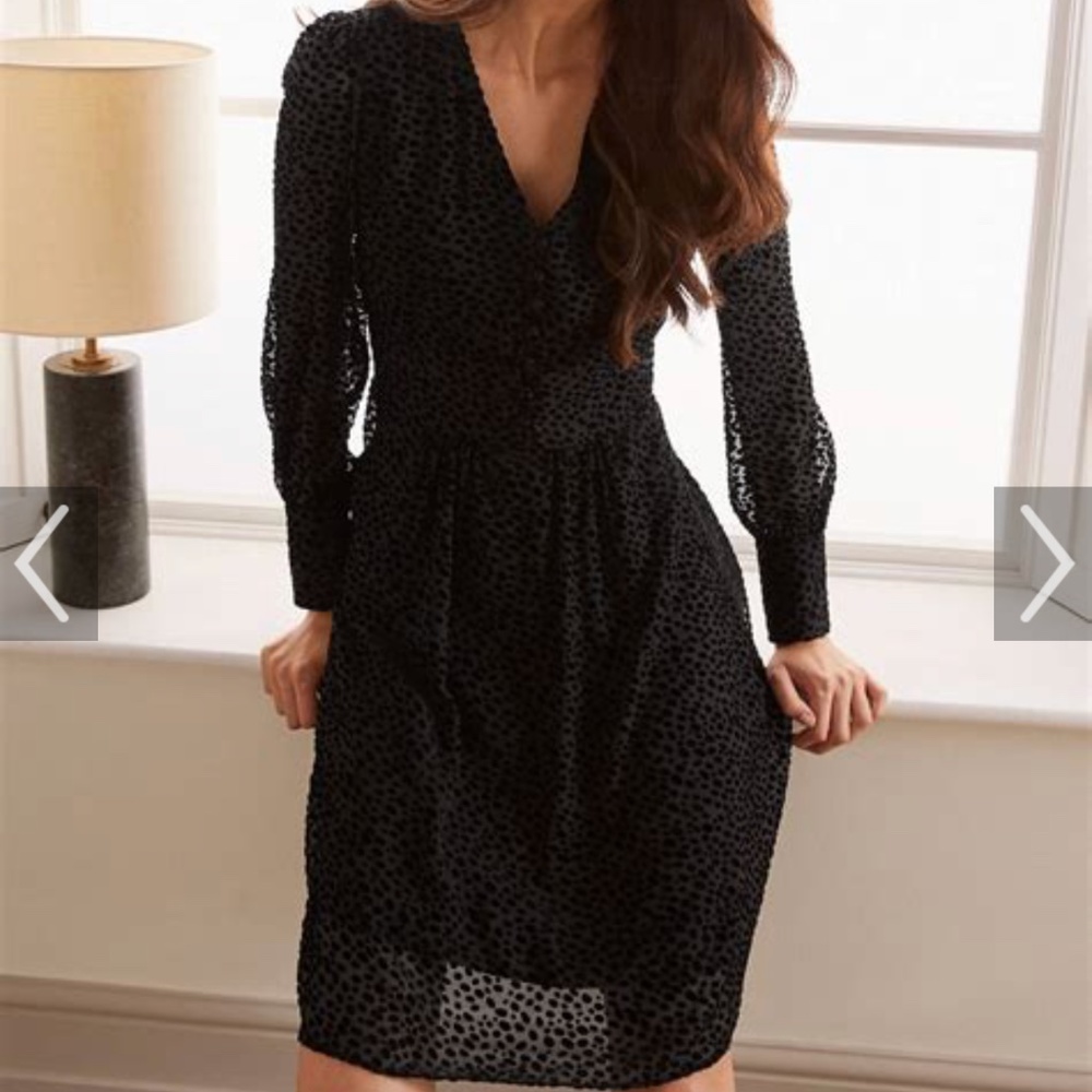 Boden black Dalmatian dot dress